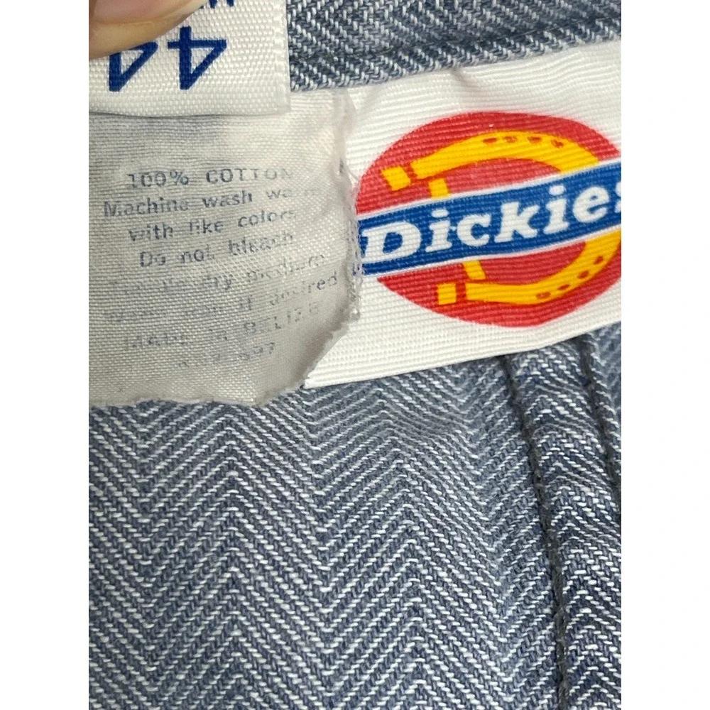 Vintage Dickies Coveralls Faded Blue Herringbone Twill Workwear Jumpsuit Cotton